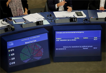 Nghị viện châu Âu (EP)  tuyên bố tình trạng khẩn cấp về môi trường và khí hậu