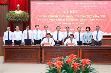 Học viện Chính trị quốc gia Hồ Chí Minh và Hội đồng Lý luận Trung ương cùng với Thành ủy Hà Nội ký kết Chương trình phối hợp giai đoạn 2026-2031