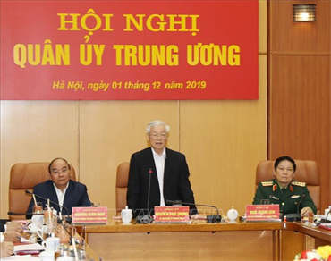 Tổng Bí thư, Chủ tịch nước, Bí thư Quân ủy Trung ương Nguyễn Phú Trọng chủ trì Hội nghị Tổng kết công tác quân sự, quốc phòng năm 2019