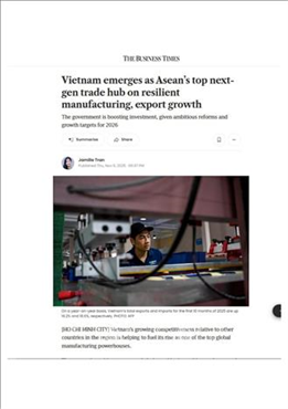 Việt Nam trở thành trung tâm thương mại thế hệ mới hàng đầu ASEAN